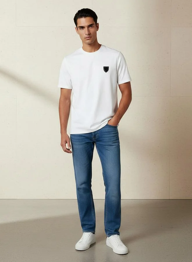 Emperor Emperor Men Regular Fit Crew Neck Short Sleeve Badge Accent T-shirt